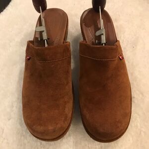 Ecco Brown Suede Mules Clogs Swedish 41